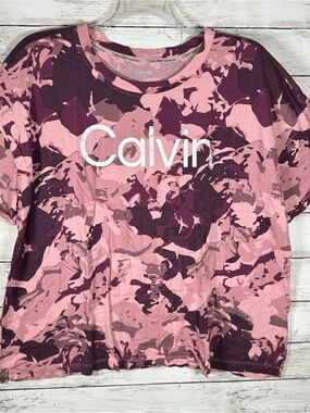 Calvin Klein Pink Purple Cotton Modal Camo Short Sleeve T-shirt 3X